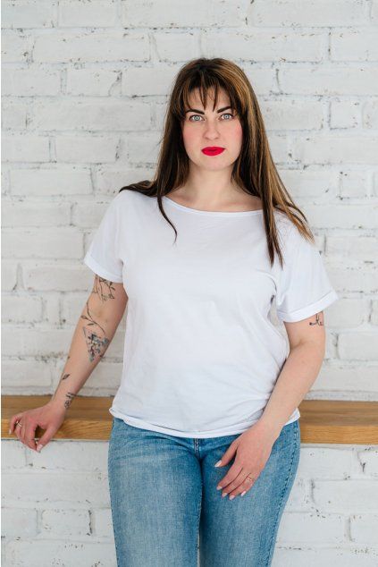 Dámské tričko BASIC ROLL white (Velikost XS)