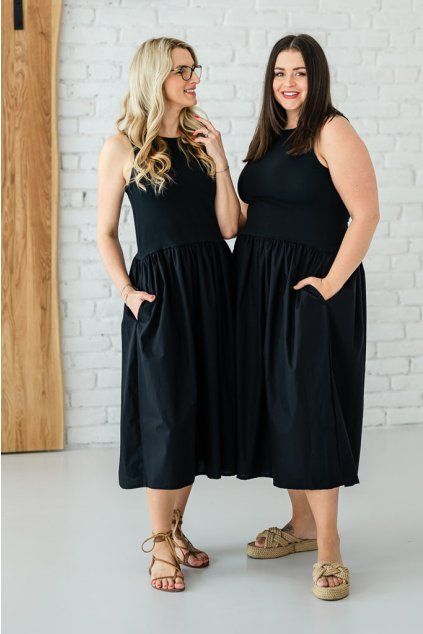 Dámské bavlněné šaty POPLIN černé (Velikost XS)