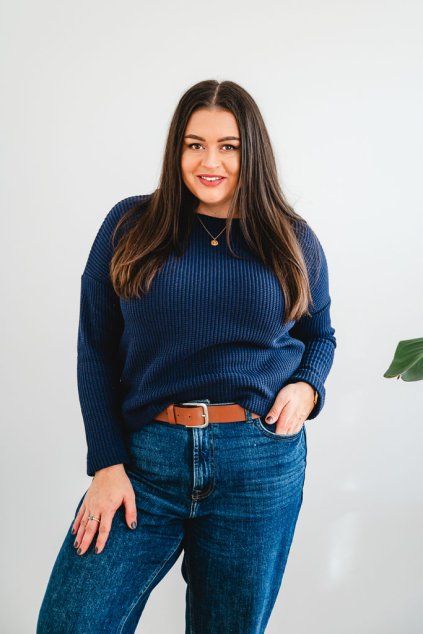 Dámský svetr ZARA modrý (Velikost M/L)