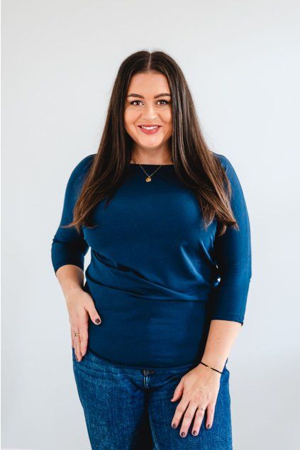 Dámské tričko BASIC LONG 3/4 rukáv modré (Velikost XS)