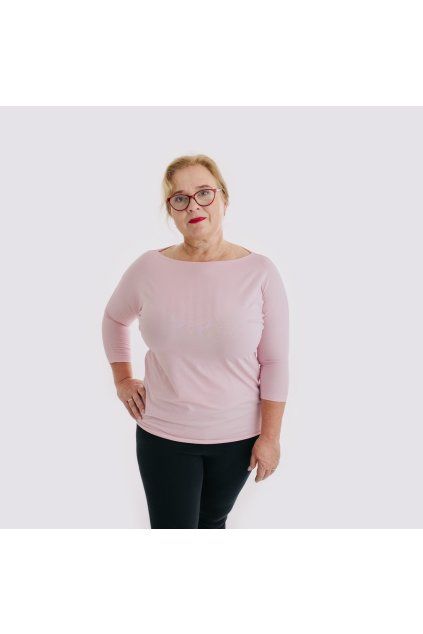 Dámské tričko BASIC LONG 3/4 rukáv pink (Velikost XS)