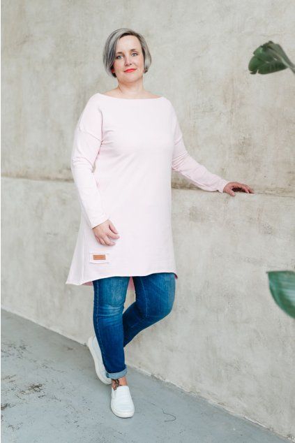 Dámské teplákové mikino-šaty MAYA růžové - ČESKÁ VÝROBA (Velikost XS)